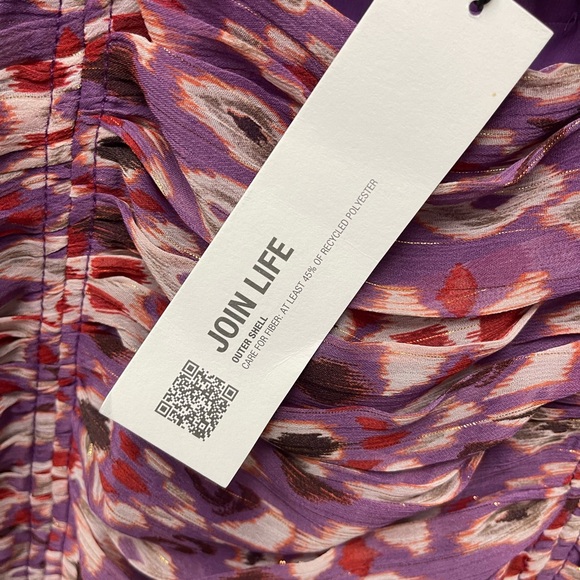 Zara Purple Gold Metallic Twist Front Draped Ruched Mini Dress. NWT - Picture 5 of 6